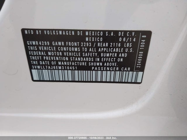 3VWLL7AJ6EM310451 Volkswagen Jetta Sedan Tdi