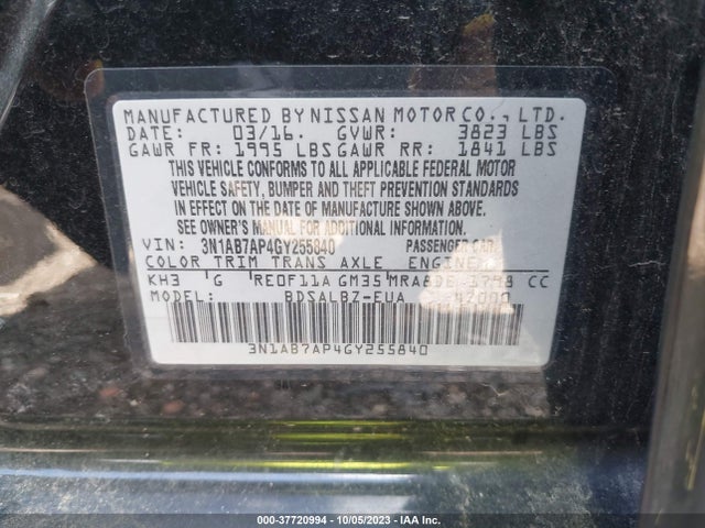 Nissan SENTRA S 2016 3N1AB7AP4GY255840 Image 9