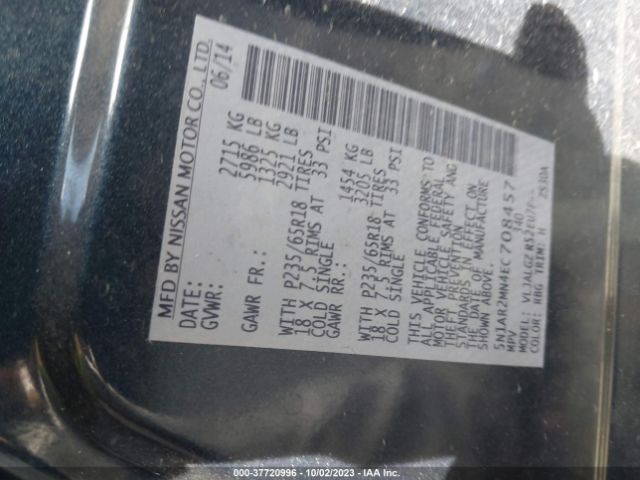 5N1AR2MN4EC708457 Nissan Pathfinder Sl