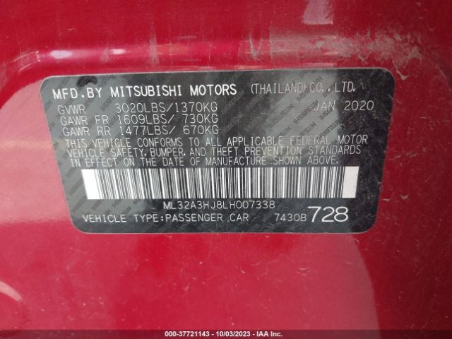 ML32A3HJ8LH007338 Mitsubishi MIRAGE ES