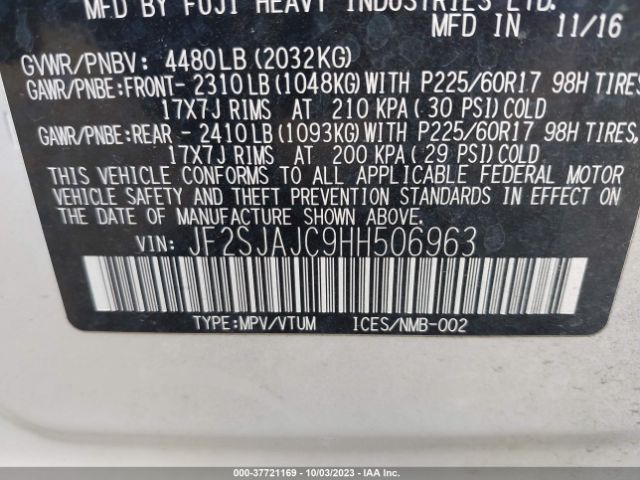JF2SJAJC9HH506963 Subaru Forester Limited