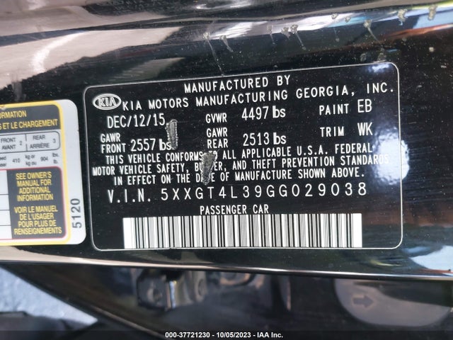 KIA Optima Lx 2016 5XXGT4L39GG029038 Image 9