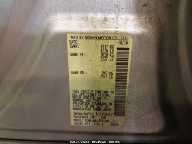 1N4AL3AP3HC137927 Nissan Altima 2.5 Sr