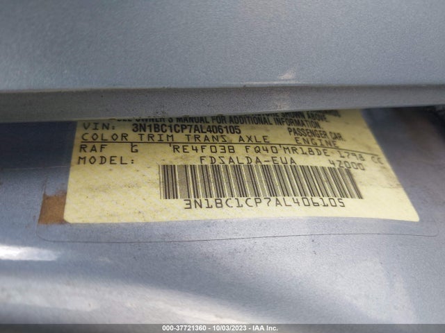2010 NISSAN VERSA 1.8 S VIN: 3N1BC1CP7AL406105