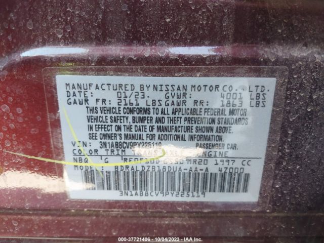 3N1AB8CV9PY225119 Nissan SENTRA SV