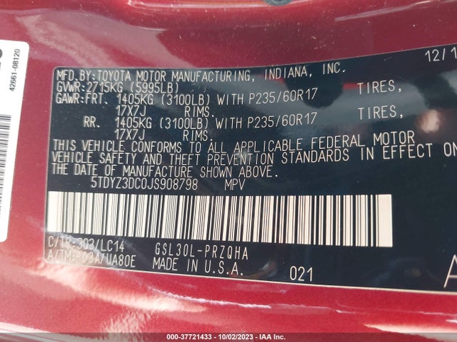 Toyota Sienna Xle Auto Access 2018 5TDYZ3DC0JS908798 Image 9