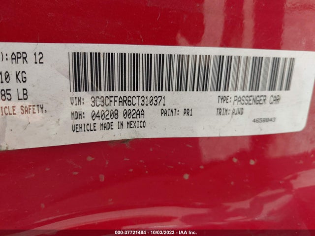 2012 FIAT 500 3C3CFFAR6CT310371 Photo 8