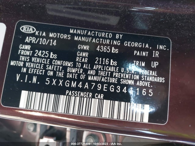 KIA Optima Lx 2014 5XXGM4A79EG341165 Image 9