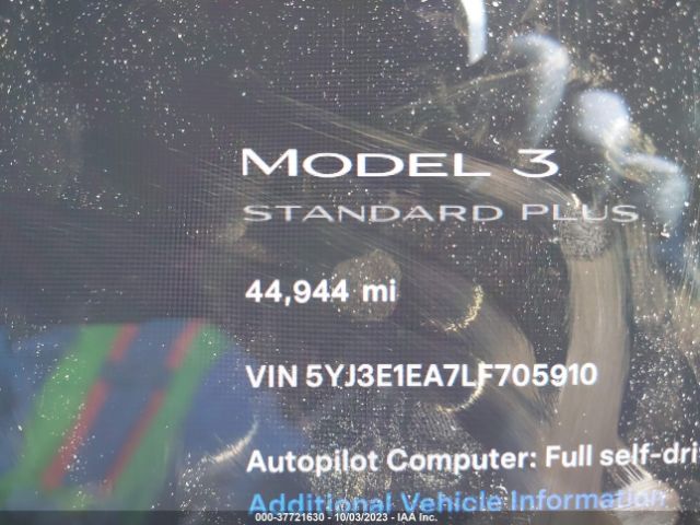 5YJ3E1EA7LF705910 Tesla Model 3 Standard Range