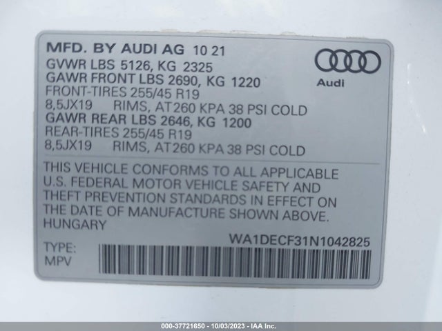 WA1DECF31N1042825 Audi Q3 S Line Premium