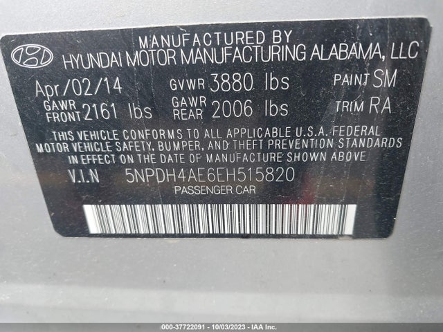 Hyundai ELANTRA SE 2014 5NPDH4AE6EH515820 Image 9