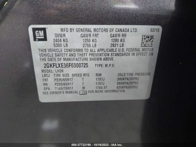 2GKFLXE36F6300725 GMC Terrain Slt