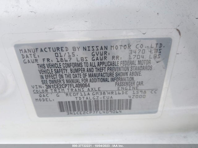 Nissan Versa Note Sr 2015 3N1CE2CP7FL409064 Image 9