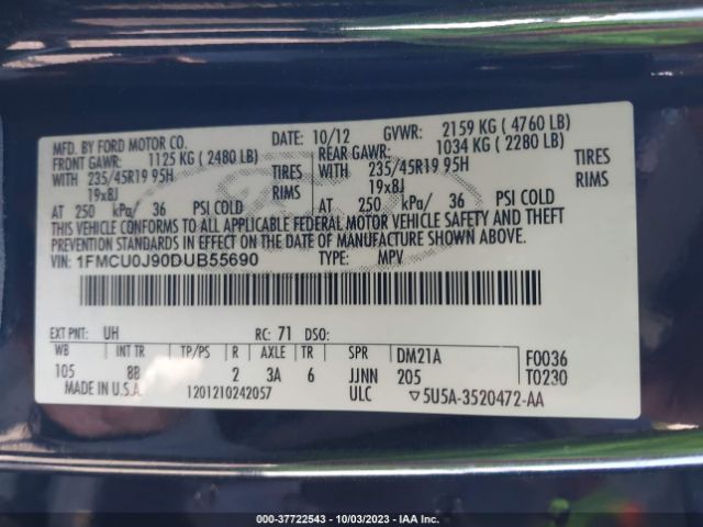 2013 FORD ESCAPE 1FMCU0J90DUB55690 Photo 8