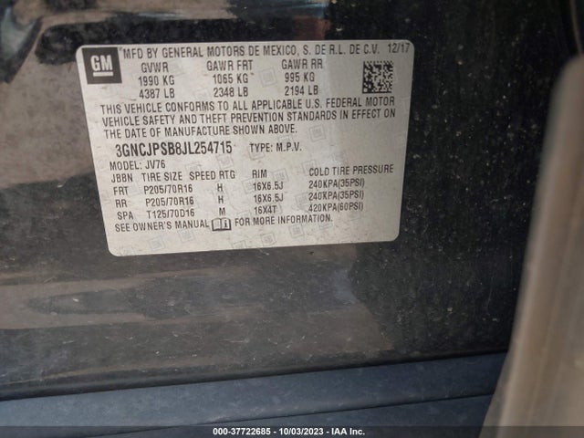 Chevrolet Trax Lt 2018 3GNCJPSB8JL254715 Image 9