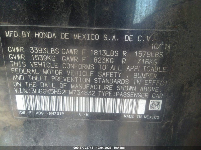 Honda FIT LX 2015 3HGGK5H52FM734832 Image 9
