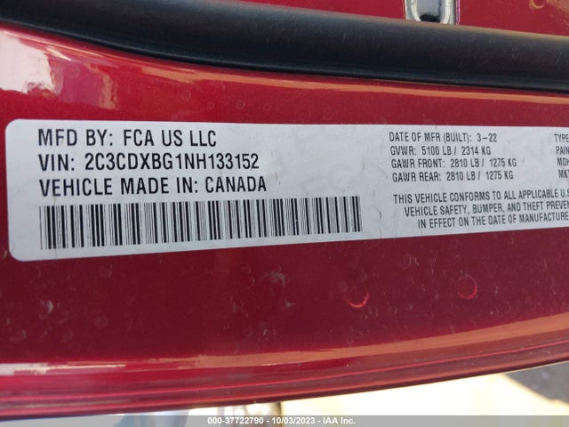 Dodge Charger Sxt Rwd 2022 2C3CDXBG1NH133152 Image 9