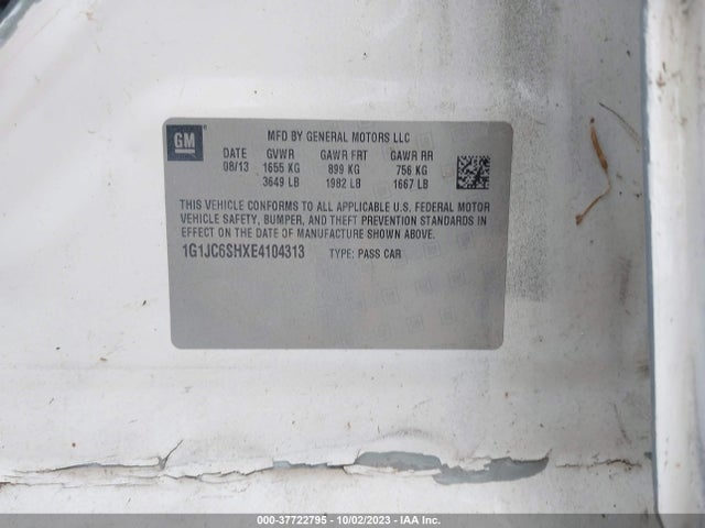 Chevrolet SONIC LT 2014 1G1JC6SHXE4104313 Image 9