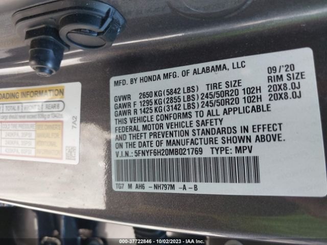 5FNYF6H20MB021769 Honda Pilot Special Edition