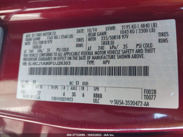 5LMCJ1A90FUJ26303 Lincoln MKC