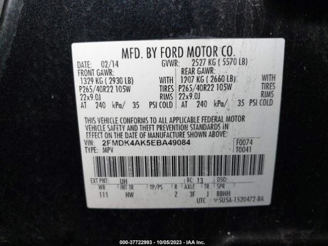 2014 FORD EDGE 2FMDK4AK5EBA49084 Photo 8