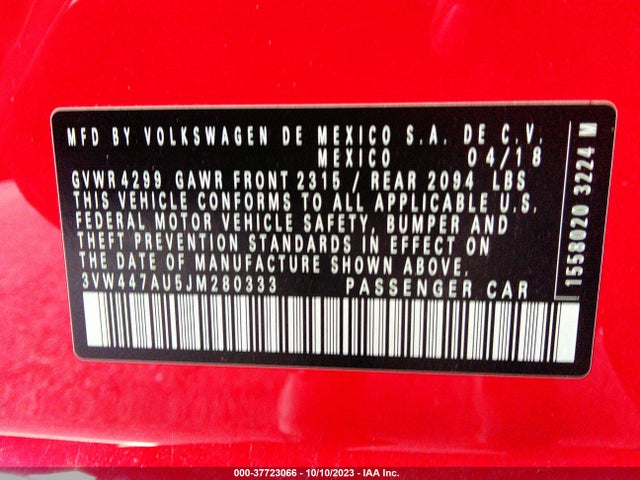 3VW447AU5JM280333 Volkswagen Golf Gti S/se/autobahn