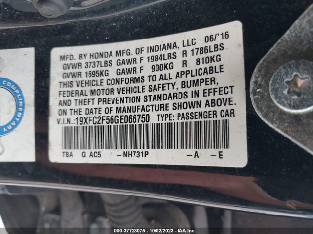 Honda Civic Sedan Lx 2016 19XFC2F56GE066750 Image 9