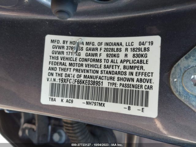 19XFC2F66KE038951 Honda Civic Sedan Lx