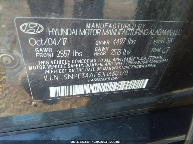 2018 HYUNDAI SONATA SPORT VIN: 5NPE34AF5JH660370