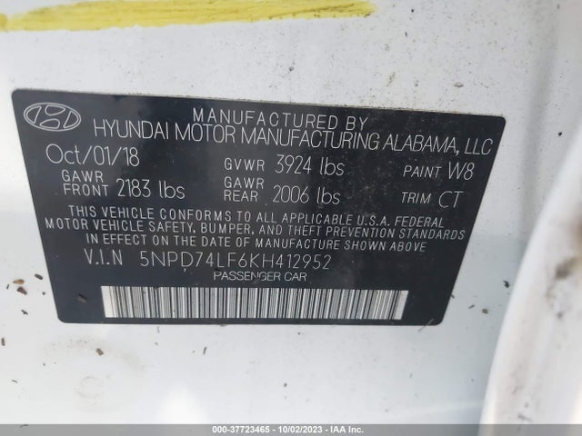 Hyundai ELANTRA SE 2019 5NPD74LF6KH412952 Image 9