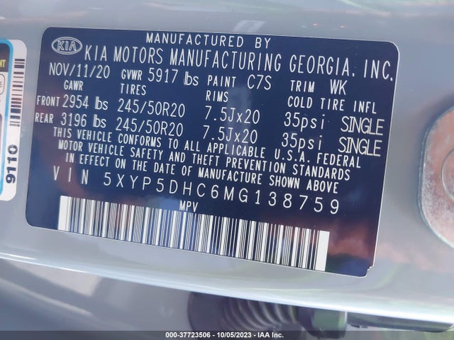KIA Telluride Sx 2021 5XYP5DHC6MG138759 Image 9