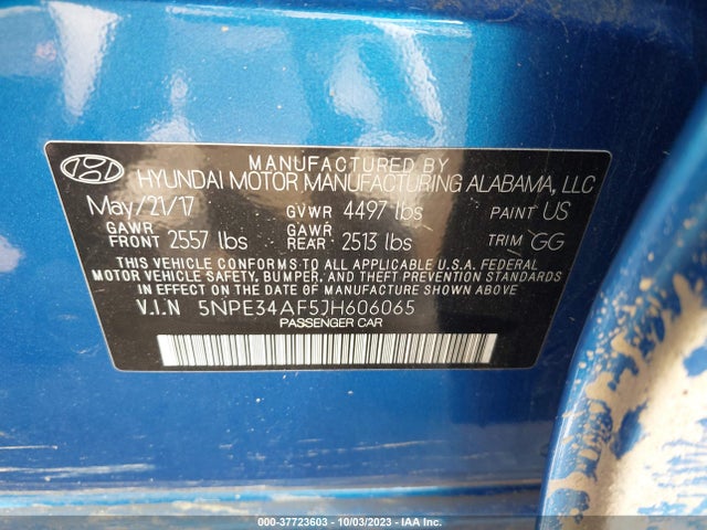 2018 HYUNDAI SONATA SEL VIN: 5NPE34AF5JH606065