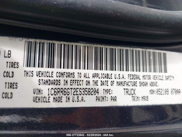 RAM 1500 Lone Star 2014 1C6RR6GT2ES358204 Image 9