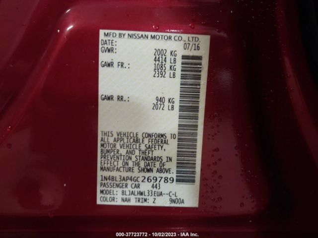 1N4BL3AP4GC269789 Nissan Altima 3.5 Sr