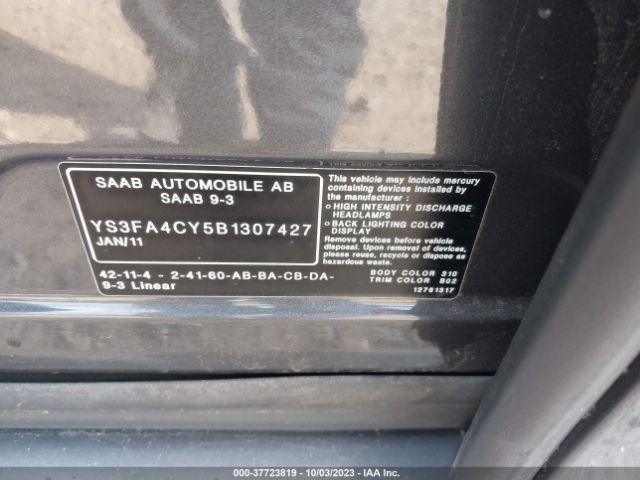 2011 SAAB 9-3 YS3FA4CY5B1307427 Photo 8