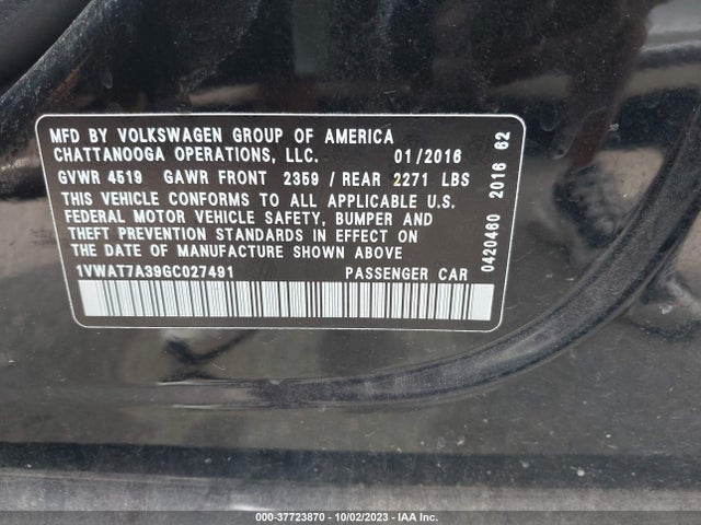 1VWAT7A39GC027491 Volkswagen Passat 1.8t S