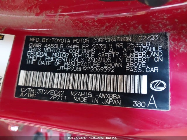 JTHP9JBH9P2069392 Lexus Ux Ux 250h Premium