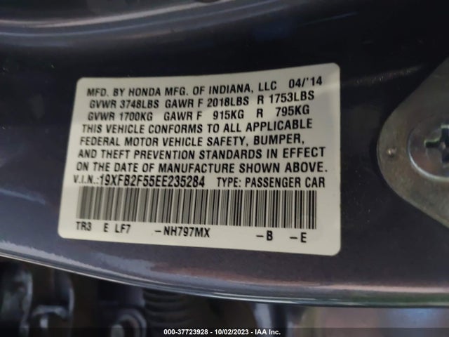 Honda Civic Sedan Lx 2014 19XFB2F55EE235284 Image 9