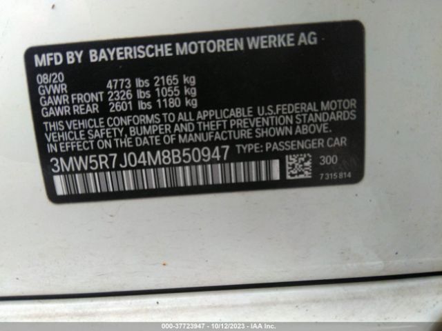 2021 BMW 330I 3MW5R7J04M8B50947 Photo 8