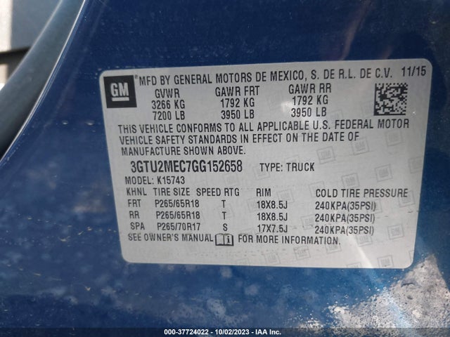 GMC Sierra 1500 Sle 2016 3GTU2MEC7GG152658 Image 9