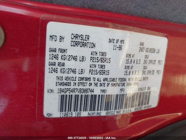 1997 DODGE GRAND CARAVAN LE/ES VIN: 1B4GP54R7VB308744