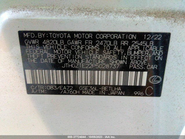 JTHGZ1E22P5028737 Lexus Is Is 350 F Sport
