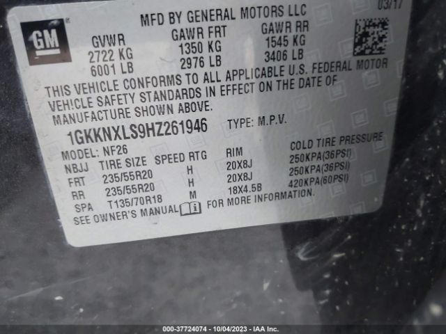 1GKKNXLS9HZ261946 GMC Acadia Denali