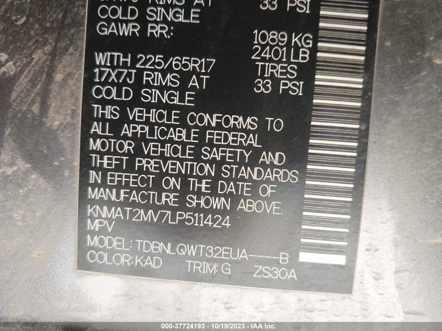 Nissan Rogue Sv Intelligent Awd 2020 KNMAT2MV7LP511424 Image 9