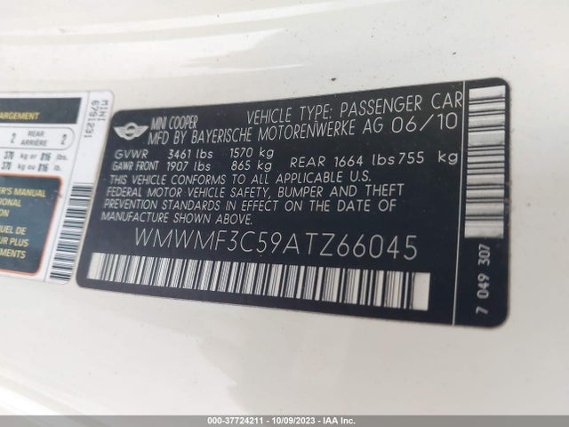 2010 MINI COOPER HARDTOP WMWMF3C59ATZ66045 Photo 8