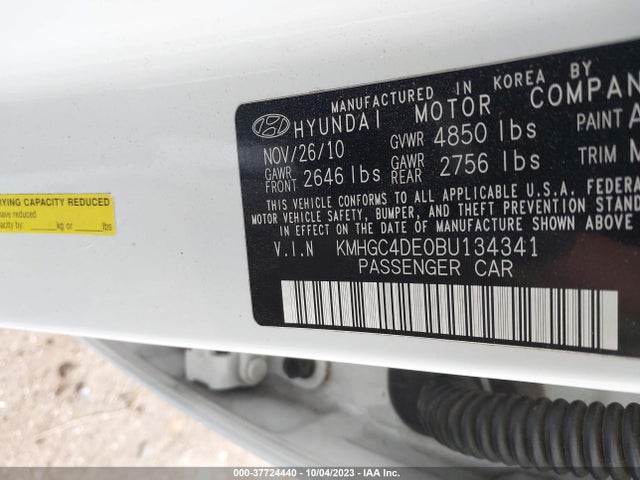 2011 HYUNDAI GENESIS VIN: KMHGC4DE0BU134341
