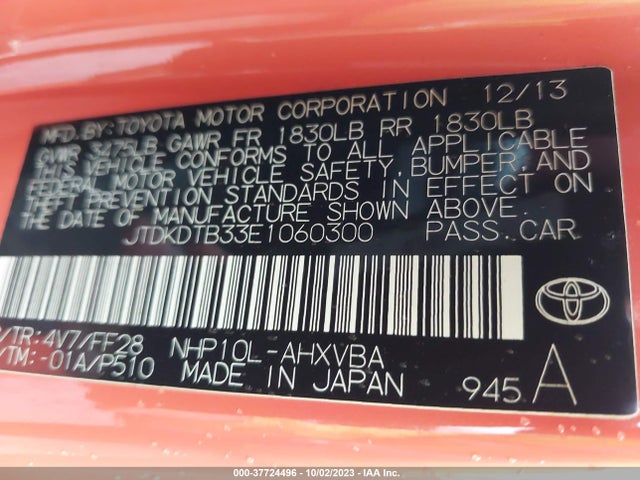 Toyota Prius C One/three/two/four 2014 JTDKDTB33E1060300 Image 14