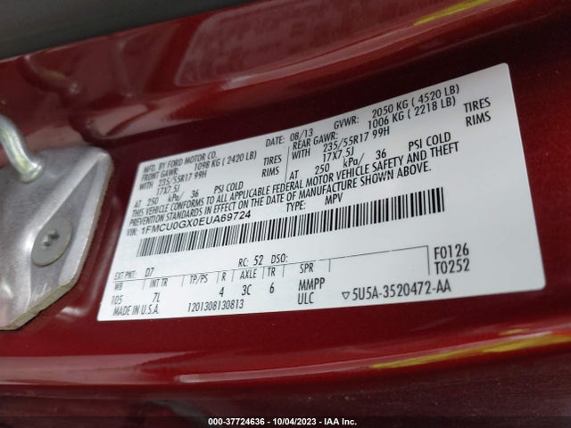 1FMCU0GX0EUA69724 Ford 2014