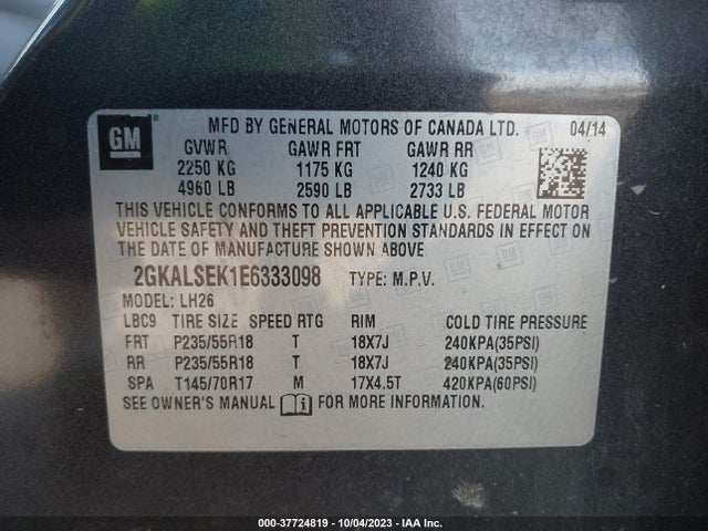 GMC Terrain Slt 2014 2GKALSEK1E6333098 Image 9