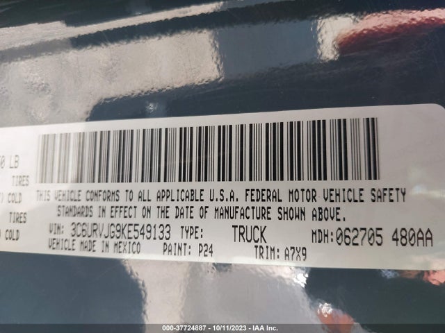 3C6URVJG9KE549133 RAM Promaster Cargo Van